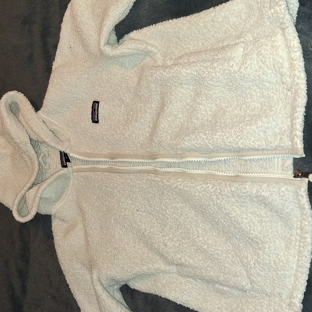 Girls Patagonia White Fleece Jacket - Picture 6 of 9